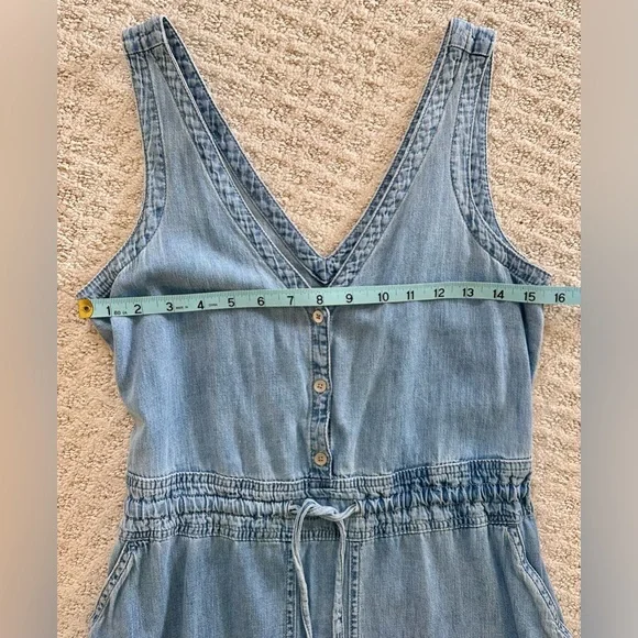 GAP Chambray Denim Sleeveless Button Front Dress Tie Waist Women’s XS - Picture 4 of 6